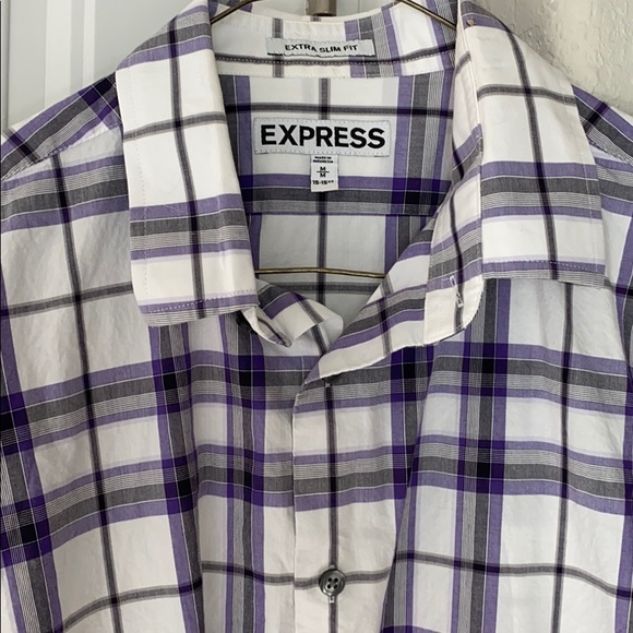 Men’s Purple Plaid Dress Shirt - Picture 2 of 4